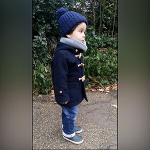 Zara Black Pea Coat with Hood and Toggle Closures